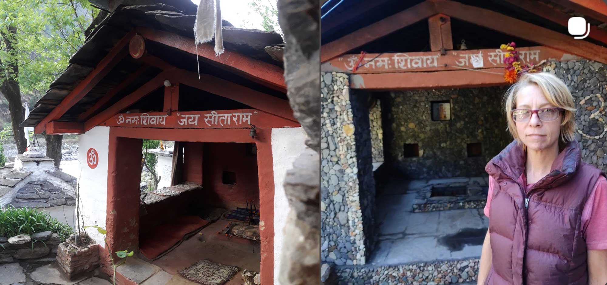 before and after -renovating the dhuni at Uma Giri Kutir, Taptkund Mahadev Mandir, Sailing, Bageshwar District, Uttarakhand, India. sustainable construction projects, renovations, dhuni renovation, relativelyLocal Nikol Giri, Nicole Jaquis, www.relativelylocal.com