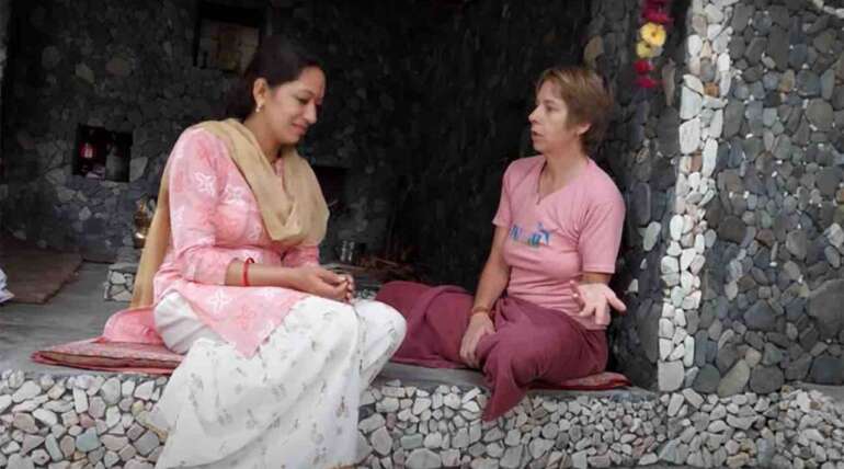 uttarakhand mom studio interview with Nikol Giri (nicole jaquis) - relativelyLocal in the media and press. Uma Giri Kutir at Taptkund Mahadev Mandir, Saling village, Himalayas, Kumaon, Bageshwar District, Uttarakhand, North India