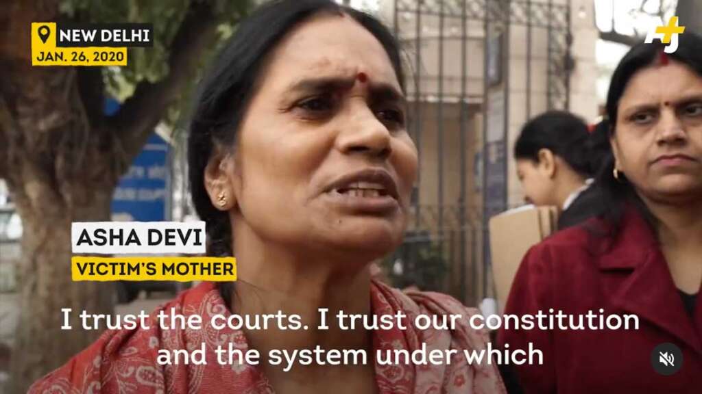 relativelylocal media production, asha devi nirbhaya rape case verdict new delhi, ajplus, nicole jaquis